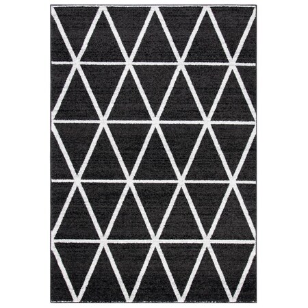 Flowers First 4 x 6 ft. Adirondack Contemporary Rectangle Power Loomed Rug Black & Ivory FL1868096